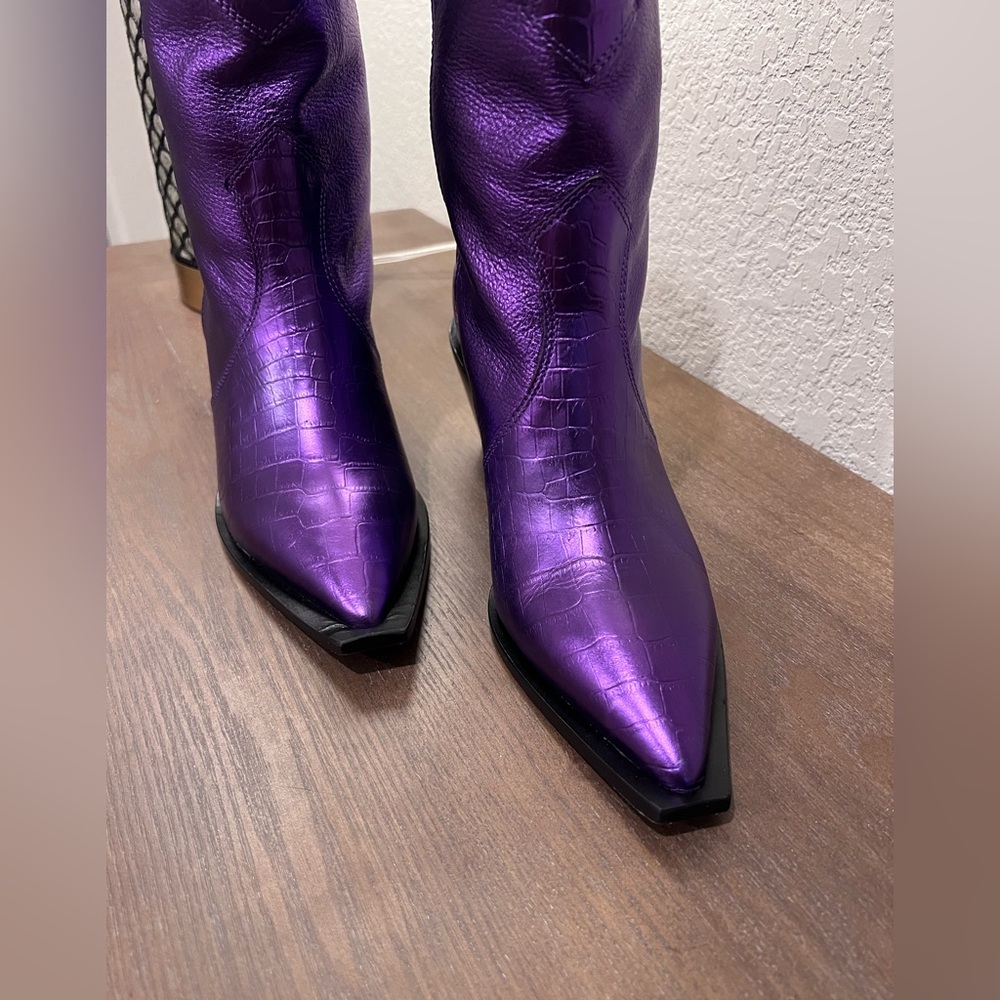 Vicenza electric Purple Metallic Western Boots cowgirl heel boots women’s size 7 - Picture 4 of 15
